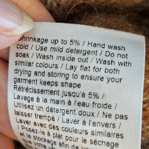 Just Female Sweater Medium Jungle Knit Wool Mohair Animal Print Brown/White - Picture 11 of 12